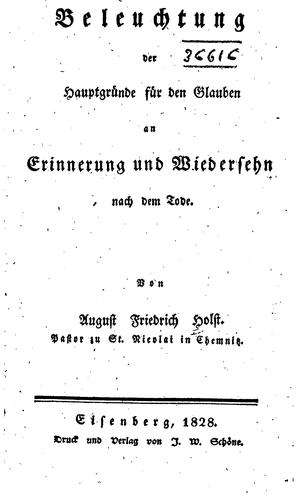Beleuchtung der Hauptgründe für den Glauben an Erinnerung und Wiedersehn ...