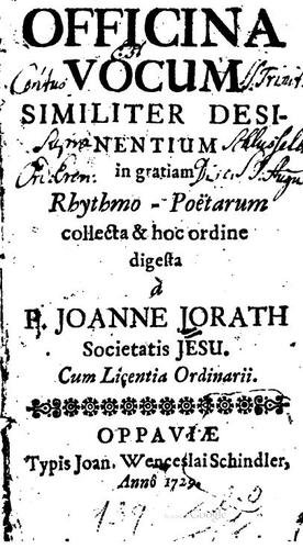 Officina vocum similiter desinentium in gratiam rhythmo-poětarum collecta ...