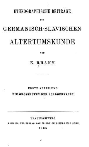 Ethnographische Beiträge zur germanischslavischen Altertumskunde
