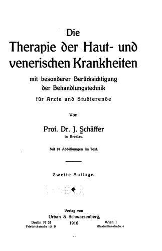 Die Therapie der Haut- und venerischen Krankheiten