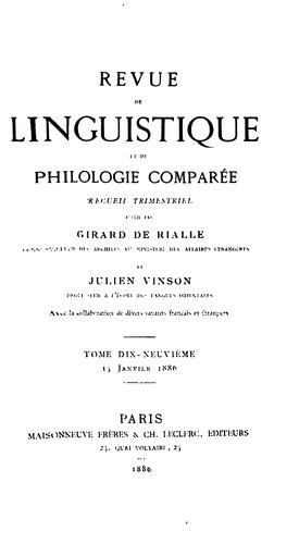 Revue de linguistique et de philologie comparée