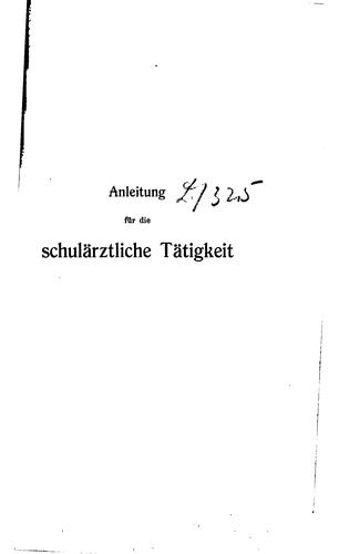 Anleitung für die schulärztliche Tätigkeit