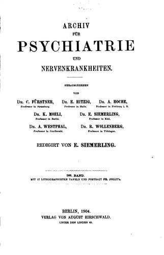 Archiv für Psychiatrie und Nervenkrankheiten