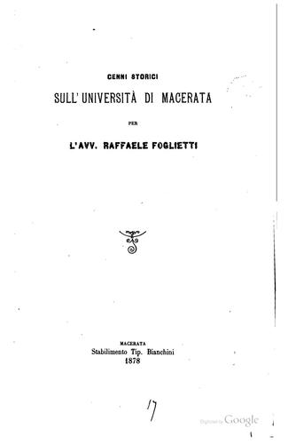 Cenni storici sull'Università di Macerata