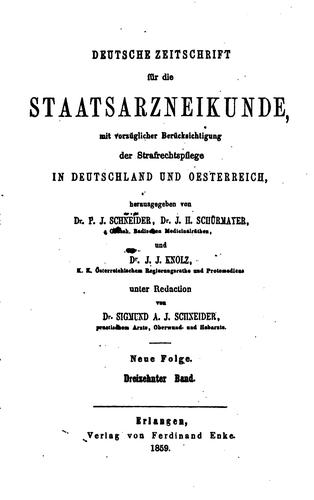 Deutsche Zeitschrift für die Staatsarzneikunde