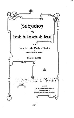 Subsidios ao estudo da geologica do Brasil