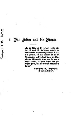 Das Leben und die Todte Natur. Eine Streitschrift gegen die materialistischen Ansichten vom ...