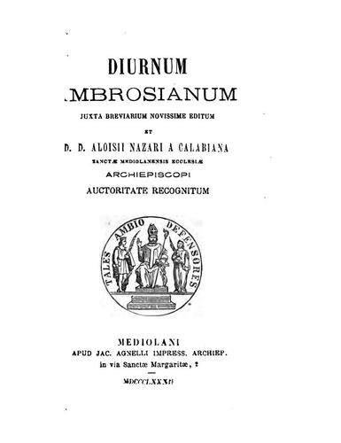 Diurnum Ambrosianum. Novissime ed