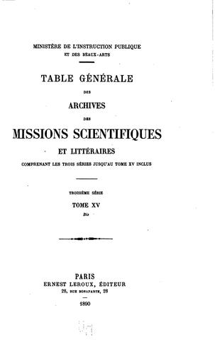 Archives des missions scientifiques et littéraires