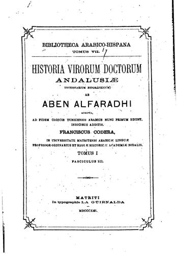 Bibliotheca Arabico-hispana ...