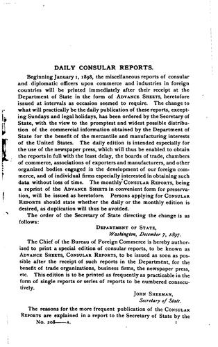 Monthly Consular and Trade Reports