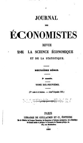 Journal des ećonomistes: revue de la science économique et de la statistique