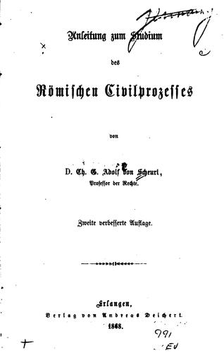 Anleitung zum Studium des römischen Civilprozesses
