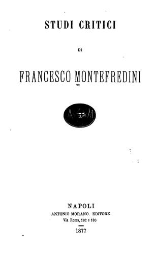 Studi critici di Francesco Montefredini