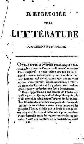 Répertoire de la littérature ancienne et moderne