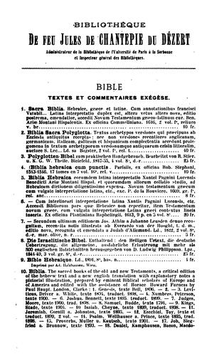 Catalogue de la bibliothèque de Jules de Chantepie du Dézert