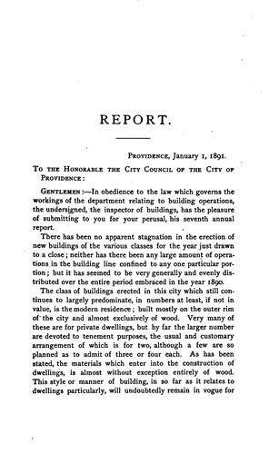 Annual Report of the Inspector of Buildings