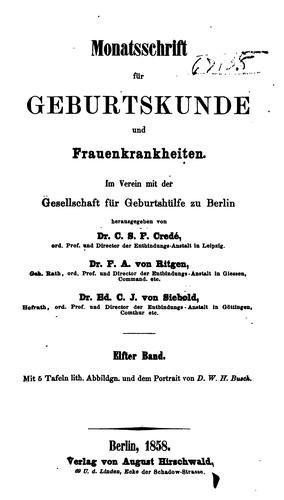 Monatsschrift für Geburtskunde und Frauenkrankheiten