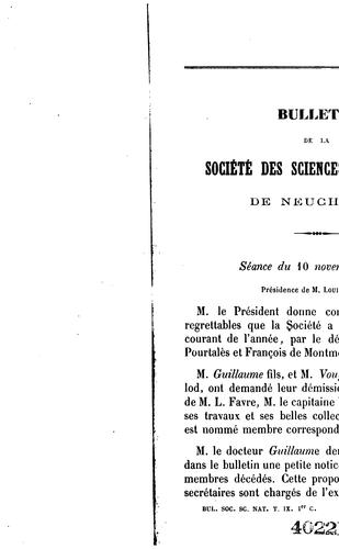 Bulletin de la Société neuchâteloise des sciences naturelles