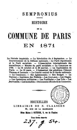 Histoire de la commune de Paris en 1871