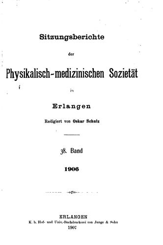 Sitzungsberichte der Physikalisch-medicinischen Societät zu erlangen
