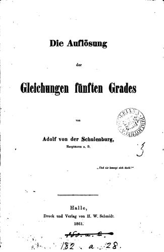 Die Auflösung der Gleichungen fünften Grades