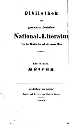 Bibliothek der Gesammten deutschen national-literatur von der ältesten bis ...