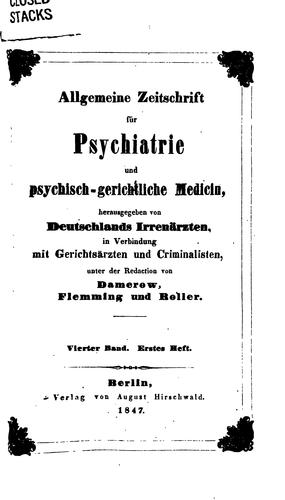 Allgemeine Zeitschrift fuer Psychiatrie und Psychischgerichtliche Medizin