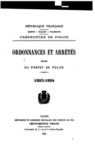 Ordonnances et arrêtés ...