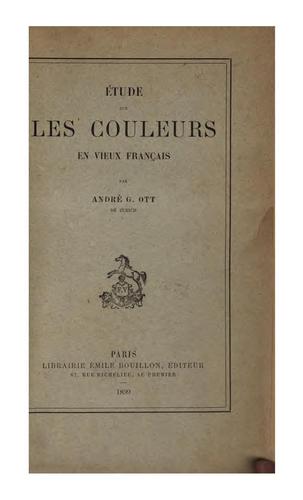 Étude sur les couleurs en vieux français ...