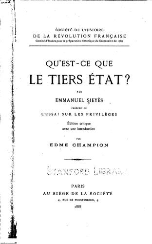 ... Qu'est-ce que le tiers état?