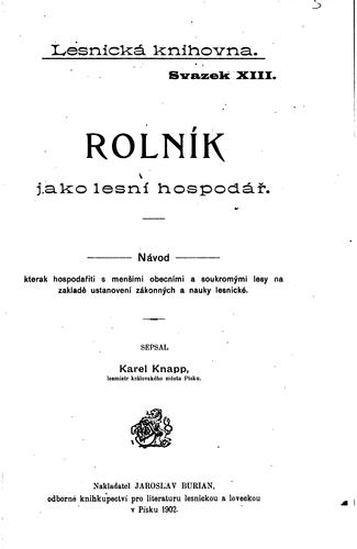 Rolník jako lesní hospodář