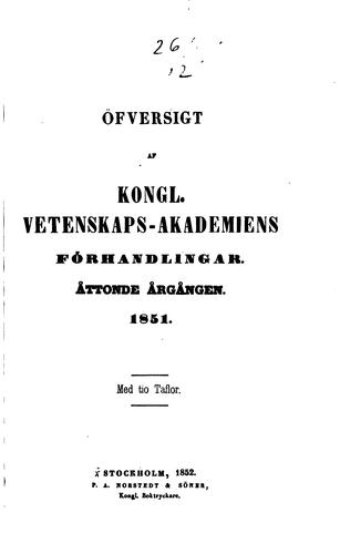 Öfversigt af kongl. vetenskaps-akademiens forhandlingar