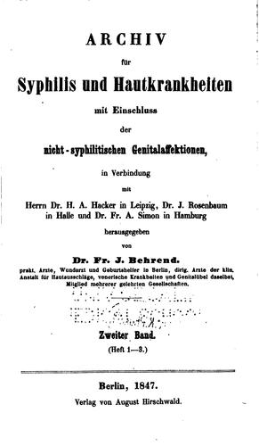 Archiv fuer syphilis und hautkrankheiten