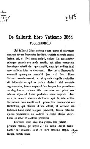 De Sallustii libro vaticano 3864 recensendo ...