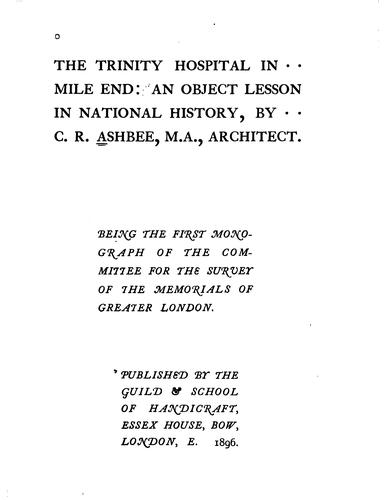 Monograph of the Committee for the Survey of the Memorials of Greater London