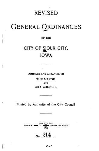Revised General Ordinances of the City of Sioux City, Iowa