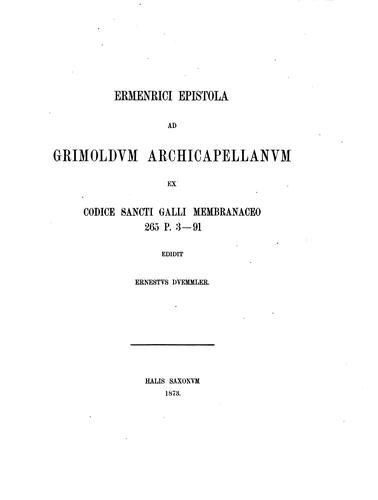 Ermenrici epistola ad Grimoldum archicapellanum, ed. E. Duemmler