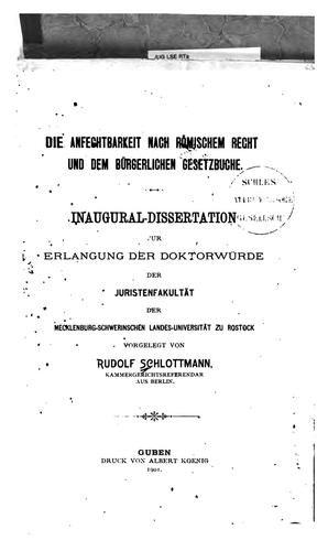 Die Anfechtbarkeit nach römischem Recht und dem bürgerlichen Gesetzbuche