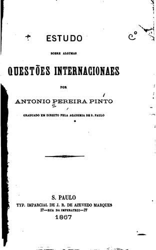 Estudo sobre algumas questões internacionaes