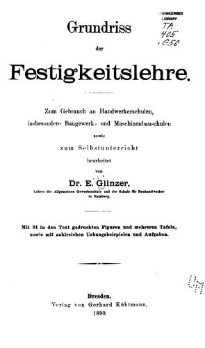 Grundriss der Festigkeitslehre