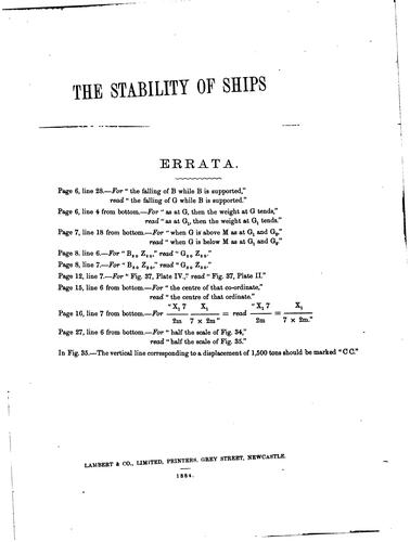 The stability of ships explained simply and calculated by a new graphic method