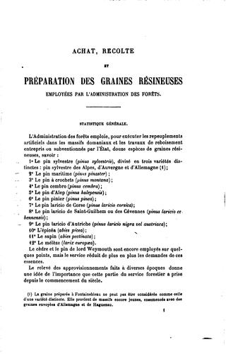 Achat, récolte et préparation des graines résineuses employées par l'Administration des forêts