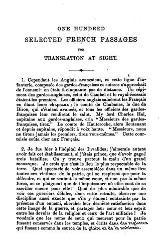 French and German selections for translation at sight, for the use of Wellington college