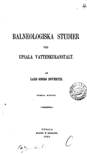 Balneologiska studier vid Upsala vattenkuranstalt
