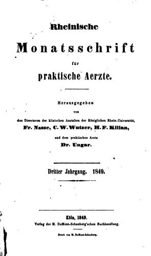 Rheinische Monatsschrift für praktische Aerzte