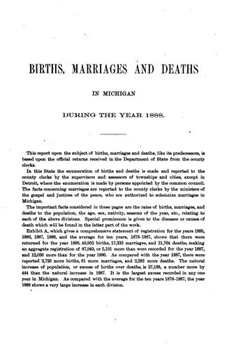 Annual report relating to the registry and return of births, marriages, and deaths, in Michigan ...
