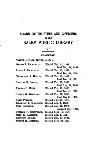 Report of the Trustees of the Salem Public Library, Salem, Mass.
