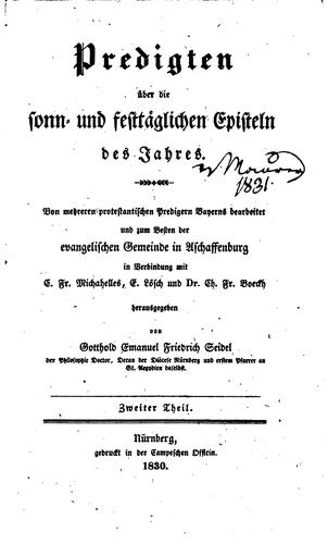 Predigten über die Sonn- und festtäglichen Episteln des Jahres: Von mehreren ...