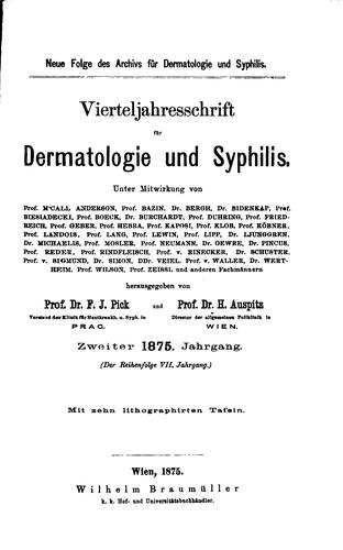 Vierteljahrsschrift für Dermatologie und Syphilis